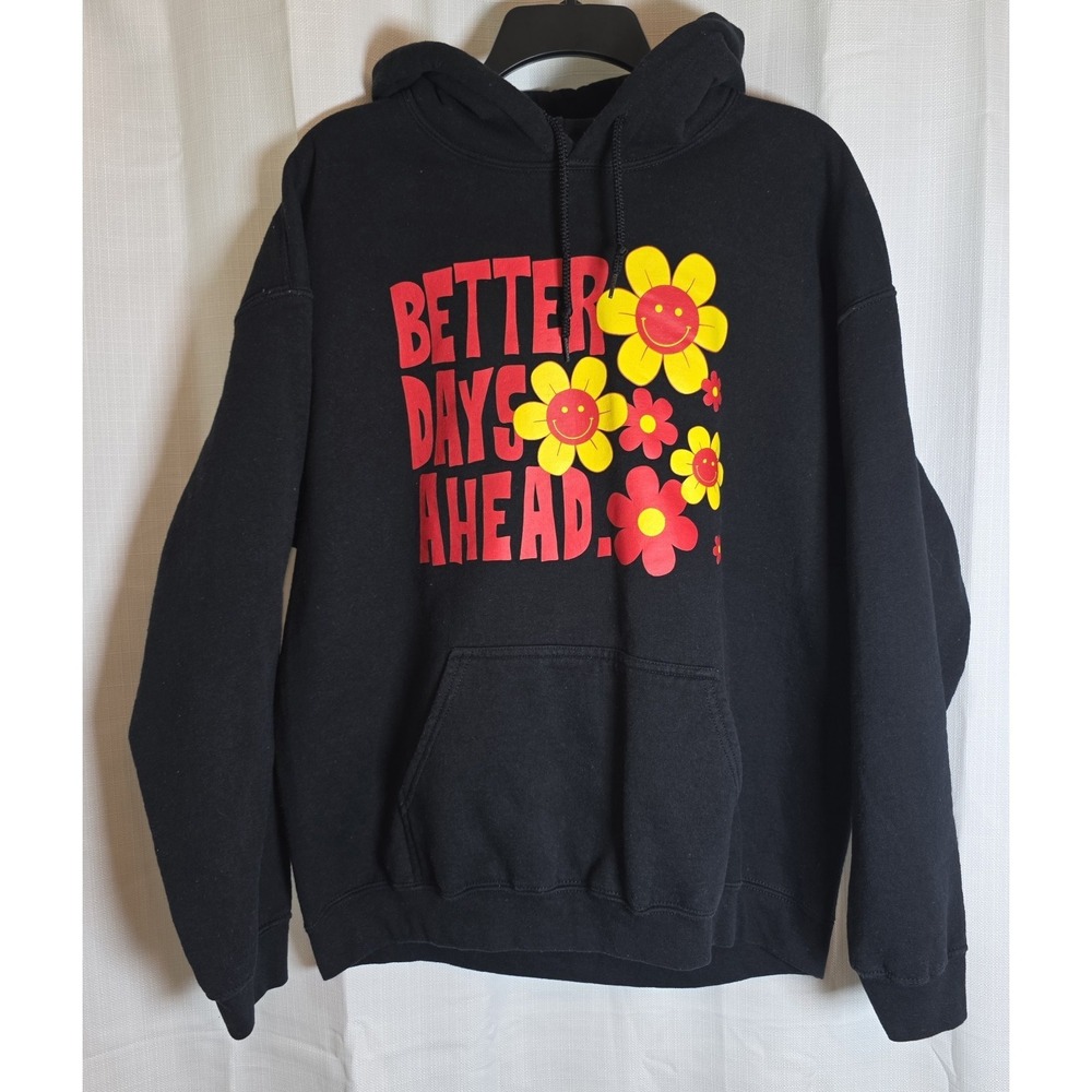 Goat Crew "Better Days Ahead"‎ Hoodie Black Size L Flowers